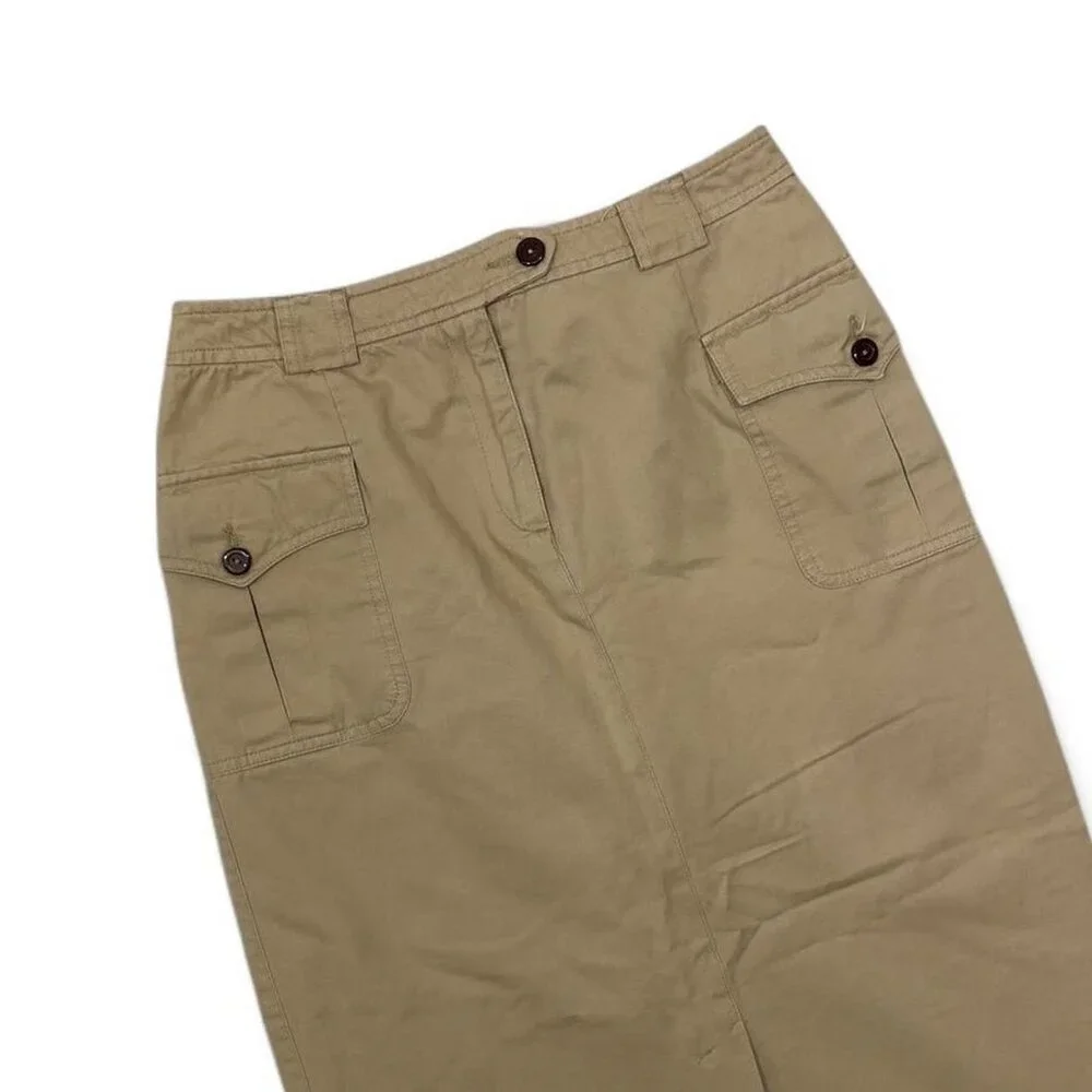 Vintage‎ Y2K Liz Claiborne Sport Cargo Tan Maxi Skirt Size 6